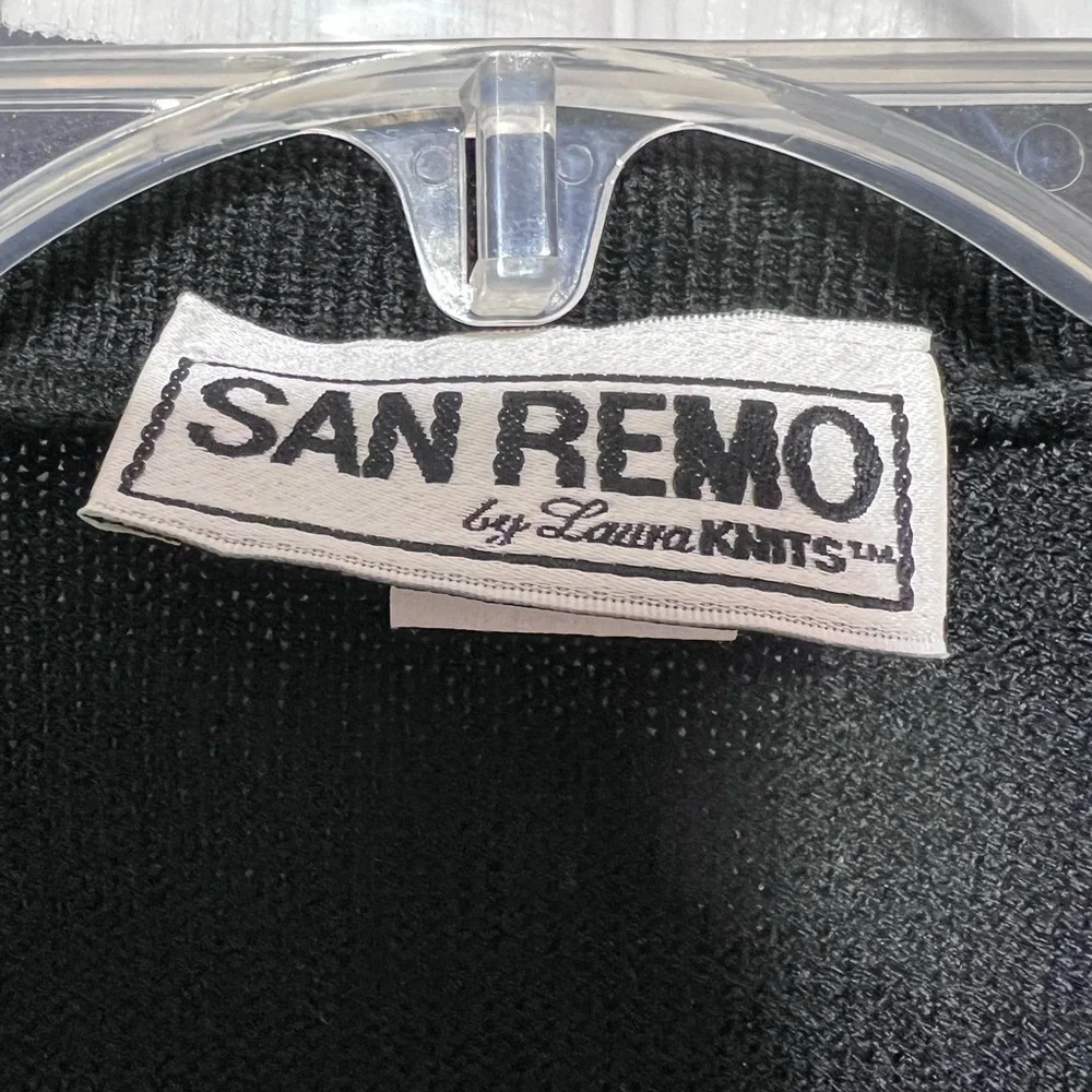 San Reno by Laura Knits Vintage Black Cardigan Sweater  size Large - Picture 4 of 8